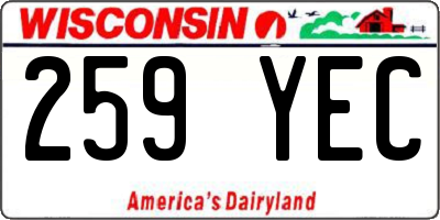 WI license plate 259YEC