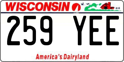 WI license plate 259YEE