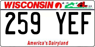 WI license plate 259YEF