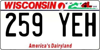 WI license plate 259YEH
