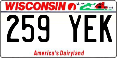 WI license plate 259YEK