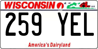 WI license plate 259YEL