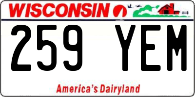 WI license plate 259YEM