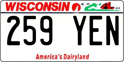 WI license plate 259YEN