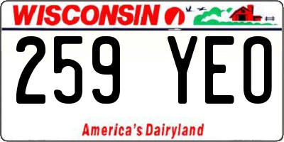 WI license plate 259YEO