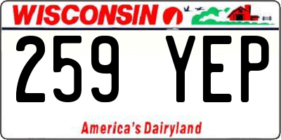 WI license plate 259YEP