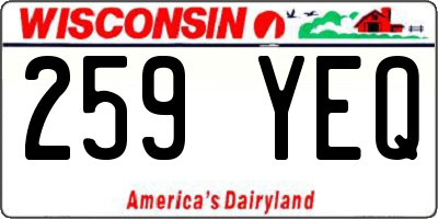 WI license plate 259YEQ
