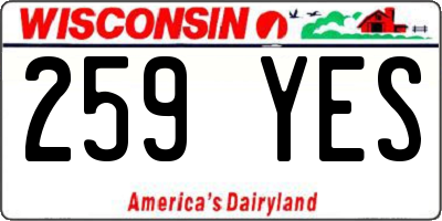 WI license plate 259YES