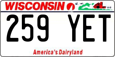 WI license plate 259YET