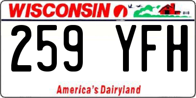 WI license plate 259YFH