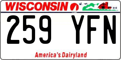 WI license plate 259YFN