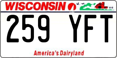 WI license plate 259YFT