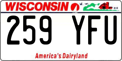 WI license plate 259YFU