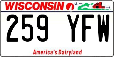 WI license plate 259YFW