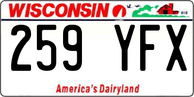 WI license plate 259YFX