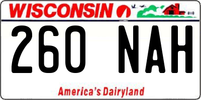 WI license plate 260NAH