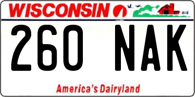 WI license plate 260NAK