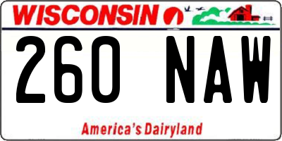 WI license plate 260NAW