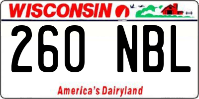 WI license plate 260NBL
