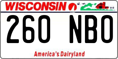 WI license plate 260NBO