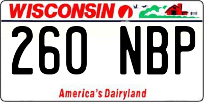 WI license plate 260NBP