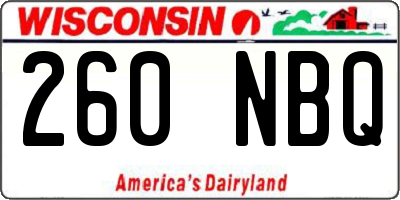 WI license plate 260NBQ