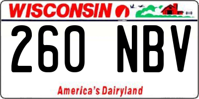 WI license plate 260NBV