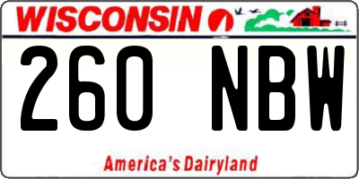 WI license plate 260NBW