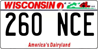 WI license plate 260NCE