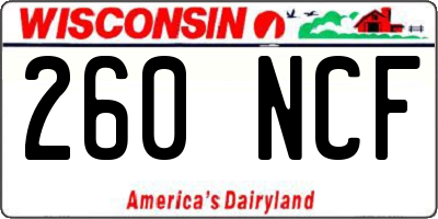 WI license plate 260NCF