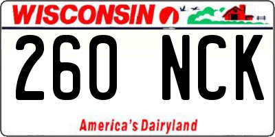 WI license plate 260NCK