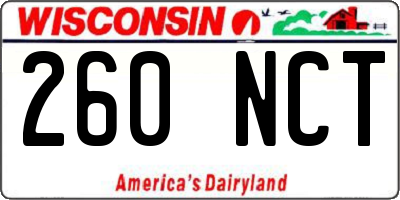 WI license plate 260NCT