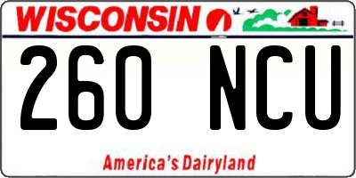 WI license plate 260NCU