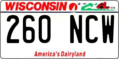 WI license plate 260NCW