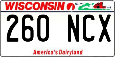 WI license plate 260NCX