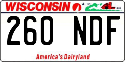 WI license plate 260NDF