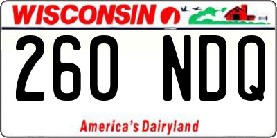 WI license plate 260NDQ