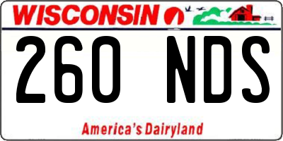 WI license plate 260NDS