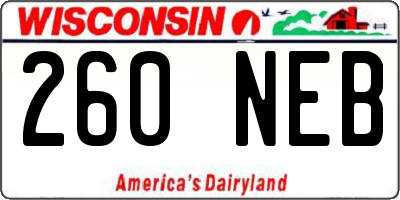 WI license plate 260NEB