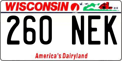 WI license plate 260NEK