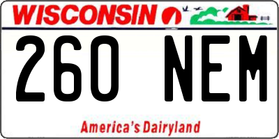 WI license plate 260NEM
