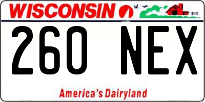 WI license plate 260NEX