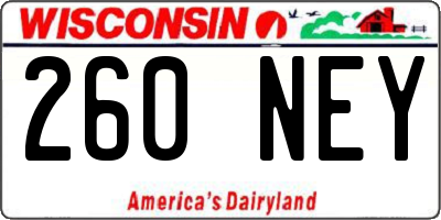 WI license plate 260NEY