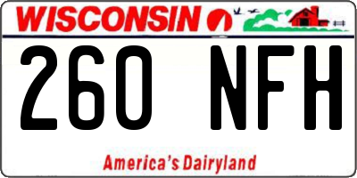 WI license plate 260NFH