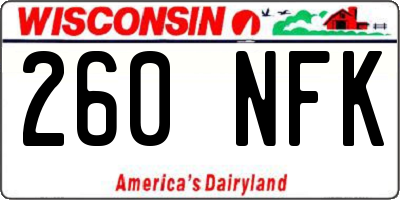 WI license plate 260NFK