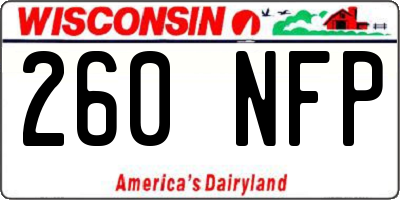 WI license plate 260NFP
