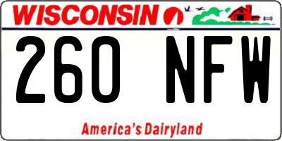 WI license plate 260NFW