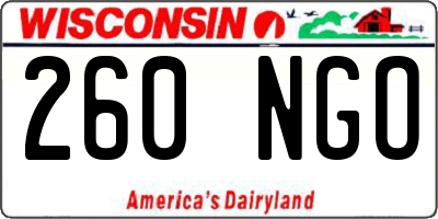 WI license plate 260NGO