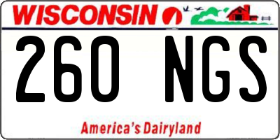 WI license plate 260NGS