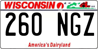 WI license plate 260NGZ